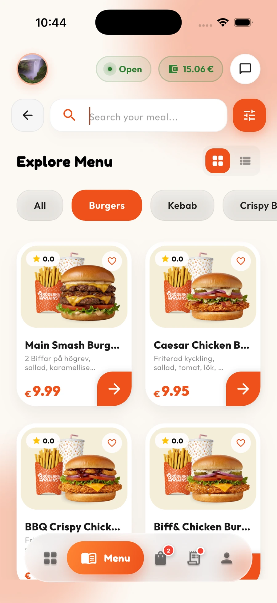 Bröderna Mains App - Menu Screen